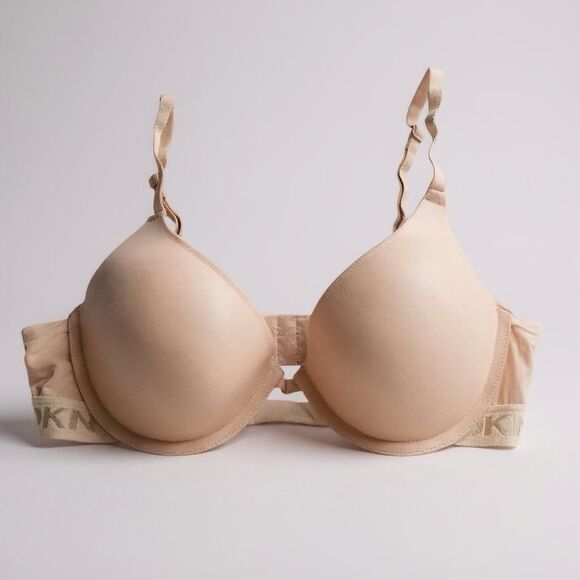 DKNY Bra 34B EU 75B Beige Nude Push Up Super Sleek Underwire T Shirt MSRP $62 - Picture 1 of 7